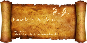 Huszák Jolán névjegykártya